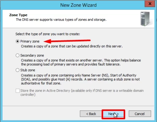 Укажите имя зоны и нажмите Далее: