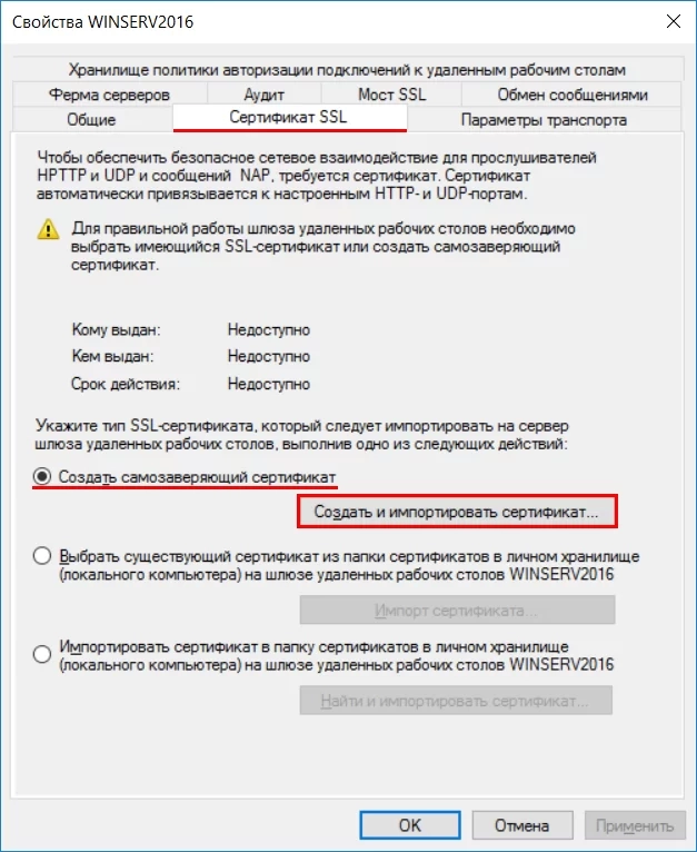 В окне “Создание самозаверяющего сертификата” проверяем параметры и нажимаем кнопку “OK”