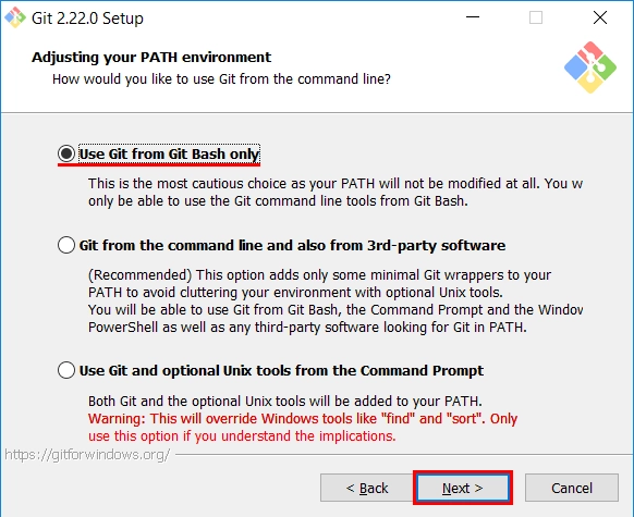 Теперь установщик спрашивает о том, какую библиотеку следует использовать для HTTPS-соединений. Оставляем openssl и переходим к следующему шагу.