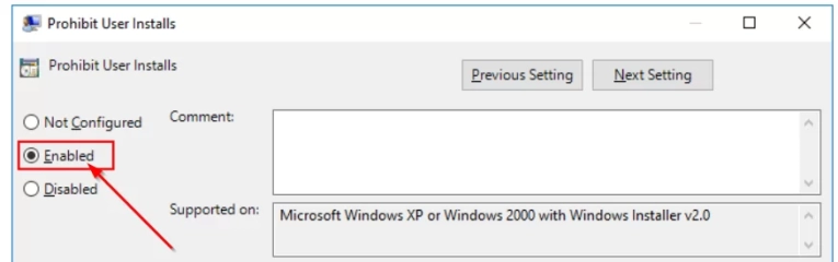 Скриншот №3. Включение политики.