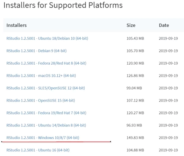 Скриншот №5. Выбор дистрибутива под Windows.
