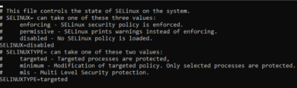 Отключение SELinux